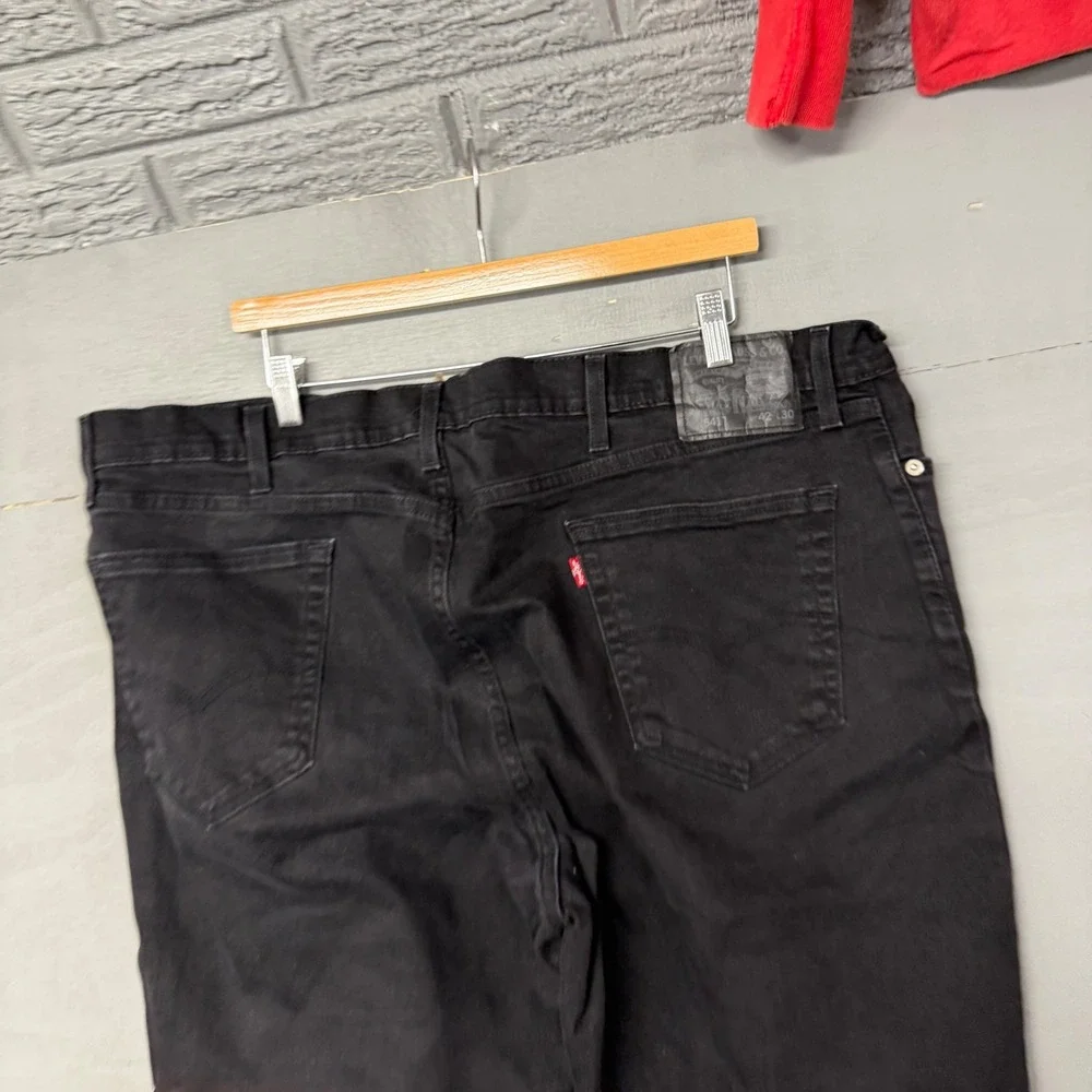 Levis 541 Mens Athletic Taper Jeans Black Denim W42‎ L30 Stretch Pants